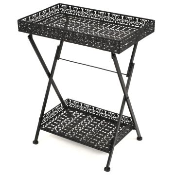 Gossi masuta de ceai pliabila stil vintage negru 58x35x72 cm metal