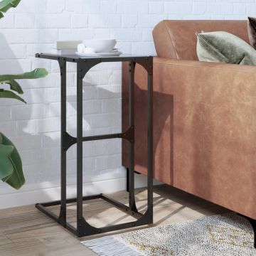 Gossi masuta laterala blat din sticla neagra 40x30x61,5 cm otel