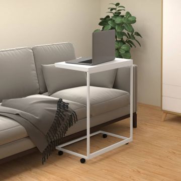 Gossi masuta laterala cu roti, alb, 55x35x70 cm, lemn prelucrat