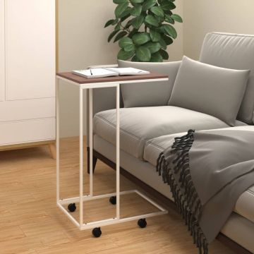 Gossi masuta laterala cu roti, alb/maro, 40x30x63,5 cm lemn prelucrat