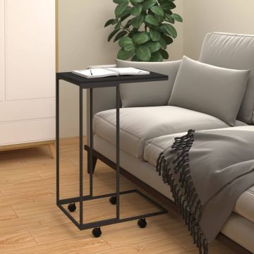 Gossi masuta laterala cu roti, negru, 40x30x63,5 cm, lemn prelucrat