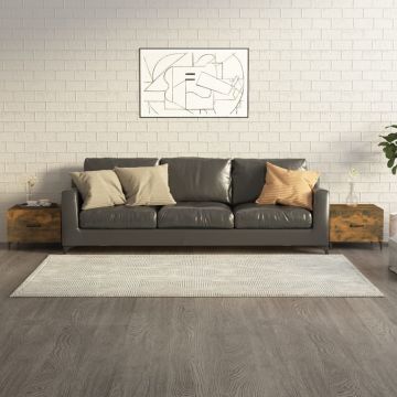Gossi masute cafea picioare metalice 2 buc stejar fumuriu 50x50x40 cm
