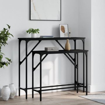 Gossi masute console, 2 buc., negru, lemn compozit