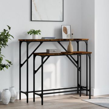 Gossi masute console, 2 buc., stejar fumuriu, lemn compozit