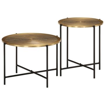 Gossi masute de cafea, 2 buc., alama si metal negru