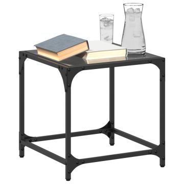 Gossi masute de cafea, blat din sticla negra, 2 buc. 40x40x40 cm otel