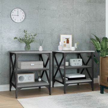 Gossi masute laterale 2 buc. gri sonoma 40x42x50 cm lemn prelucrat