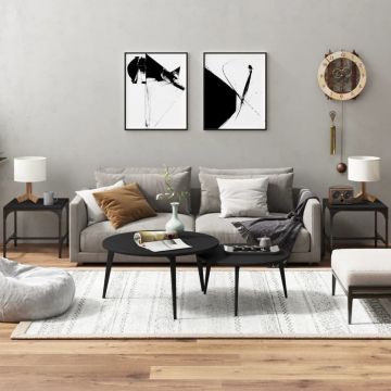 Gossi masute laterale, 2 buc., negru, 40x40x35 cm, lemn compozit