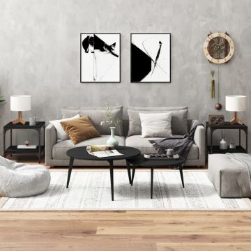 Gossi masute laterale, 2 buc., negru, 40x40x40 cm, lemn prelucrat