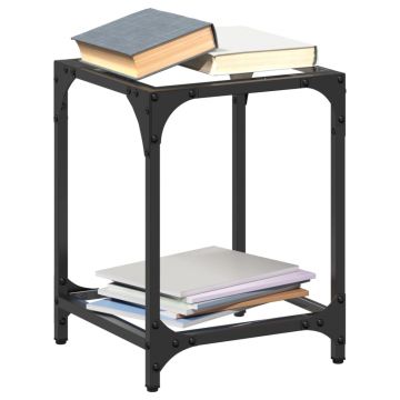 Gossi mese cafea blat din sticla transparenta 2 buc. 30x30x40 cm otel