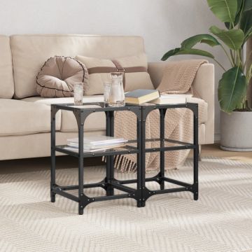 Gossi mese cafea blat din sticla transparenta 2 buc. 30x30x45 cm otel