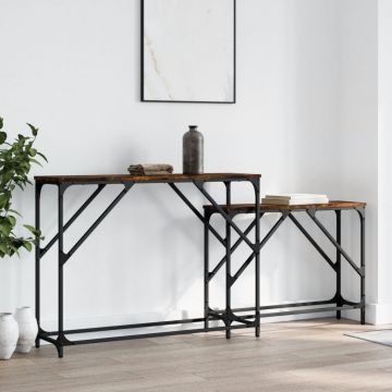 Gossi mese console suprapuse, 2 buc, stejar fumuriu, lemn prelucrat