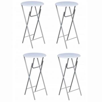 Gossi mese de bar, 4 buc., cu blat din mdf, alb