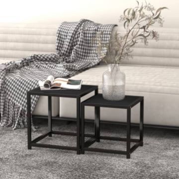 Gossi mese de ceai, 2 buc., negru, mdf