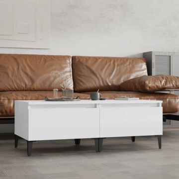 Gossi mese laterale 2 buc. alb extralucios 50x46x35 cm lemn compozit