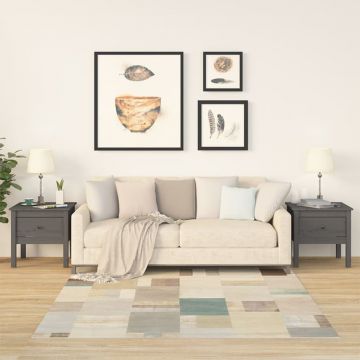 Gossi mese laterale, 2 buc., gri, 50x50x49 cm, lemn masiv de pin