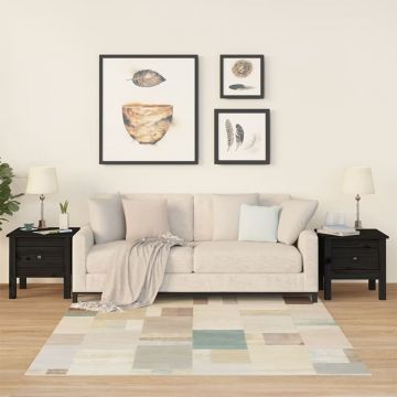 Gossi mese laterale, 2 buc., negru, 40x40x39 cm, lemn masiv de pin