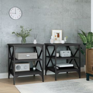 Gossi mese laterale, 2 buc., negru, 40x42x50 cm, lemn compozit