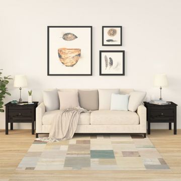 Gossi mese laterale, 2 buc., negru, 50x50x49 cm, lemn masiv de pin