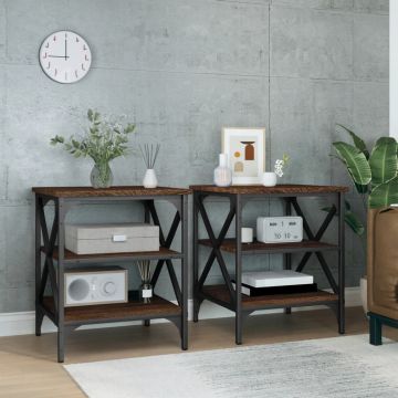 Gossi mese laterale, 2 buc. stejar maro 40x42x50 cm lemn prelucrat