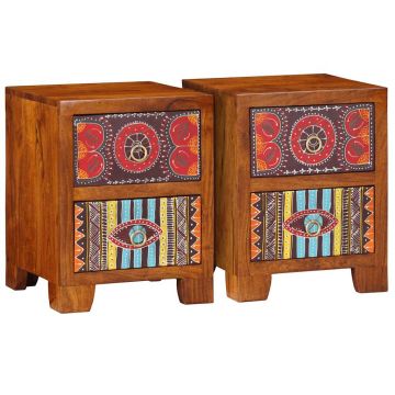 Gossi noptiera 2 buc 35x35x45 cm lemn masiv de salcam