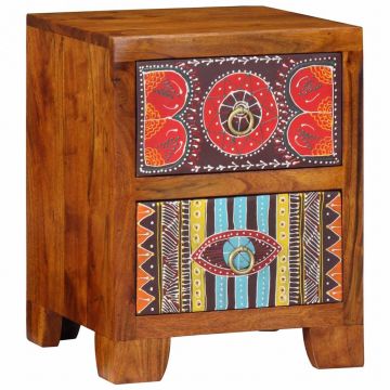 Gossi noptiera 35x35x45 cm din lemn masiv de salcam