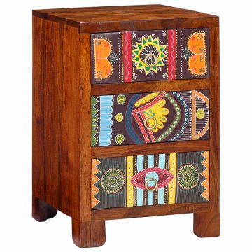 Gossi noptiera 40x40x60 cm din lemn masiv de salcam