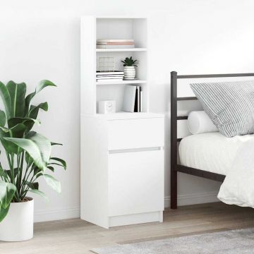 Gossi noptiera alb 39x35x125 cm lemn prelucrat