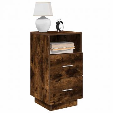 Gossi noptiera cu 2 sertare stejar afumat 36x36x68 cm