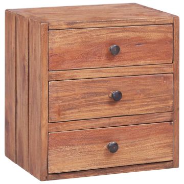 Gossi noptiera cu 3 sertare, 35 x 25 x 35 cm, lemn masiv reciclat
