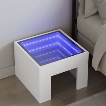 Gossi noptiera cu led infinity, alb, 40x40x30 cm