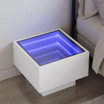 Gossi noptiera cu led infinity, alb, 40x40x30 cm