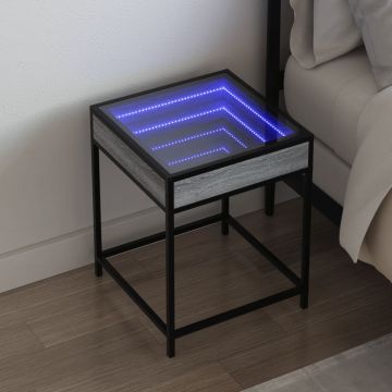 Gossi noptiera cu led infinity, gri sonoma, 40x40x51 cm