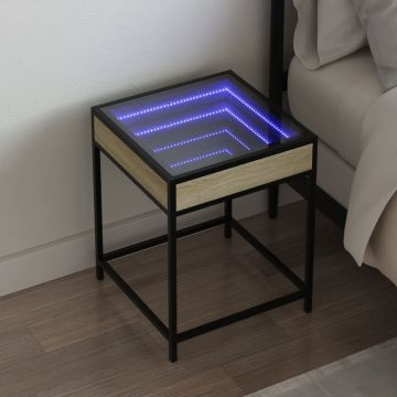 Gossi noptiera cu led infinity, stejar sonoma, 40x40x51 cm