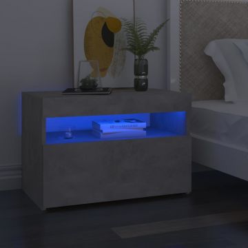 Gossi noptiera cu lumini led, 2 buc., gri beton, 60x35x40 cm