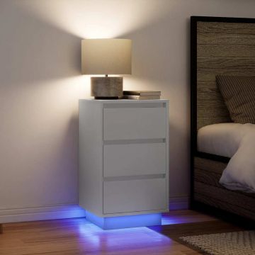 Gossi noptiera cu lumini led alb 38x34x65 cm