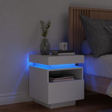 Gossi noptiera cu lumini led, alb, 40x39x48,5 cm