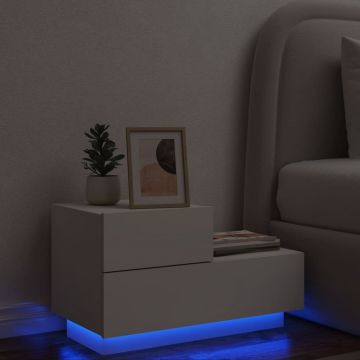 Gossi noptiera cu lumini led, alb, 70x36x40,5 cm