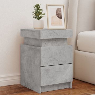 Gossi noptiera cu lumini led, gri beton, 35x39x55 cm