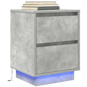 Gossi noptiera cu lumini led gri beton 38x34x50 cm