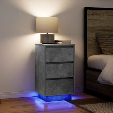 Gossi noptiera cu lumini led gri beton 38x34x65 cm
