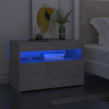 Gossi noptiera cu lumini led, gri beton, 60x35x40 cm