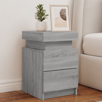 Gossi noptiera cu lumini led, gri sonoma, 35x39x55 cm