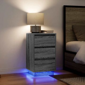 Gossi noptiera cu lumini led gri sonoma 38x34x65 cm