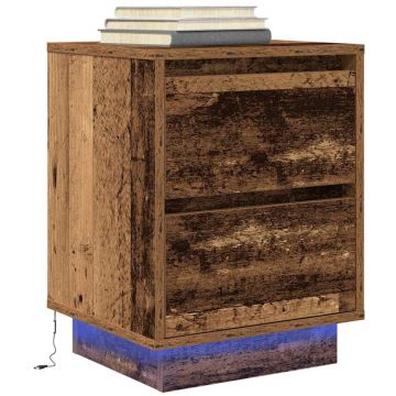 Gossi noptiera cu lumini led lemn vechi 38x34x50 cm