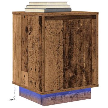 Gossi noptiera cu lumini led lemn vechi 38x34x50 cm