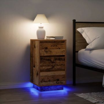 Gossi noptiera cu lumini led lemn vechi 38x34x65 cm