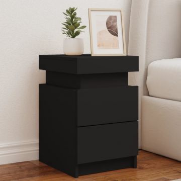 Gossi noptiera cu lumini led, negru, 35x39x55 cm
