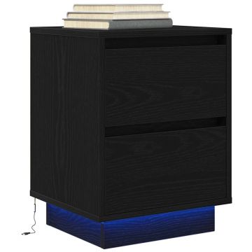 Gossi noptiera cu lumini led negru 38x34x50 cm