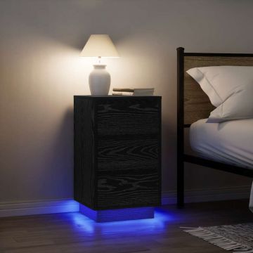 Gossi noptiera cu lumini led negru 38x34x65 cm